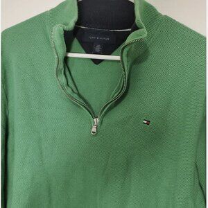 Tommy Hilfiger Men's Green 1/4 Quarter Zip Sweater Size L